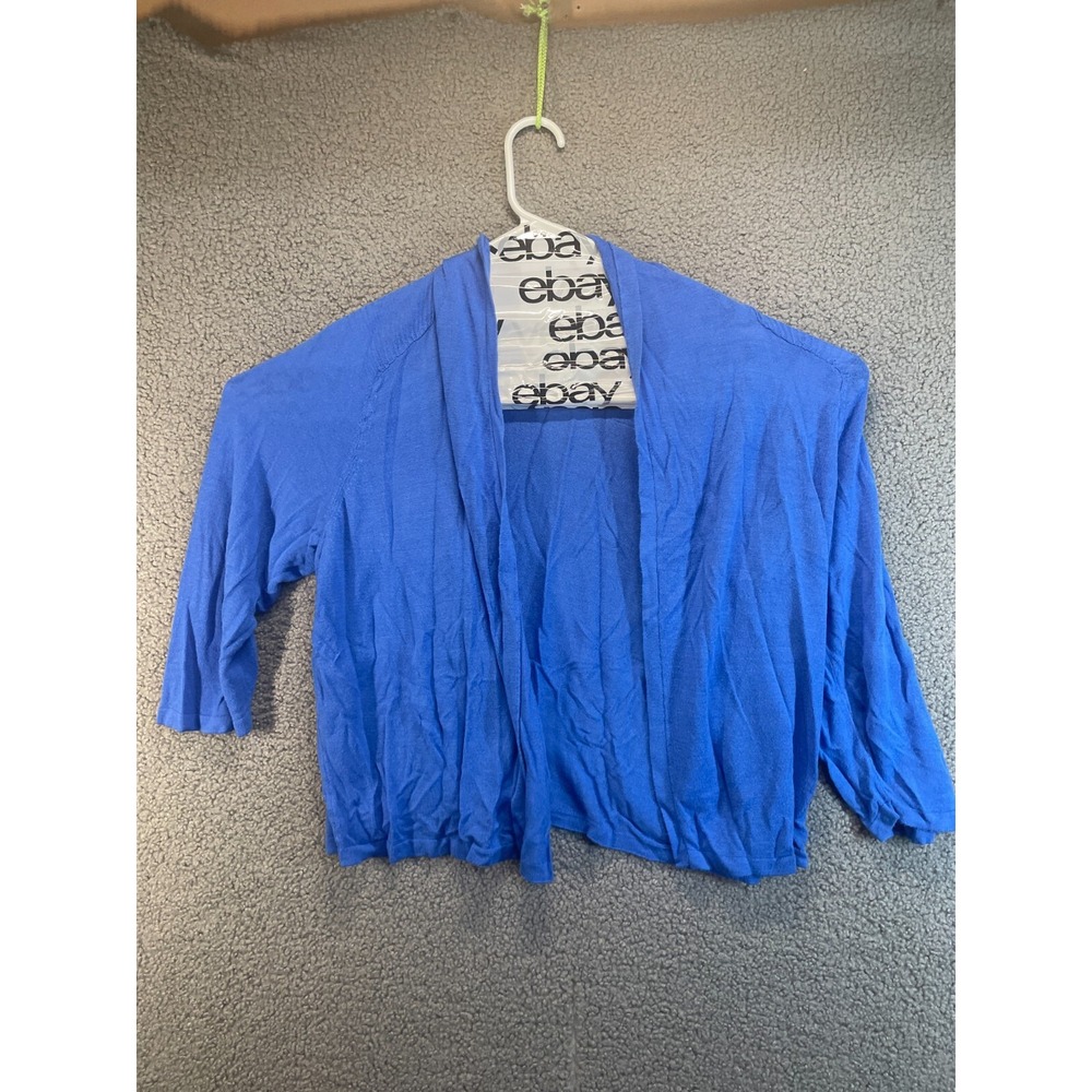 Dana‎ Buchman XL BLUE Open-Knit Open Front 3/4 Sleeve Cardigan